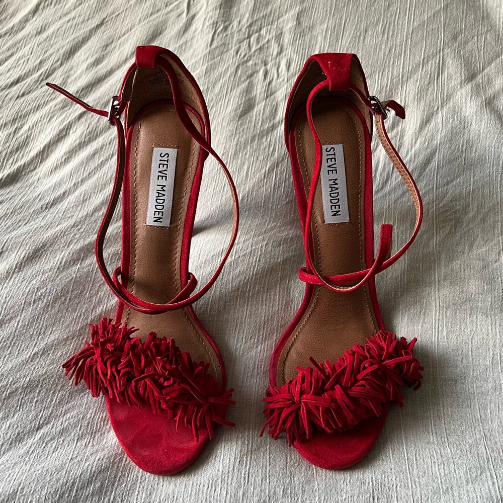 Steve Madden Red Fringe Heels